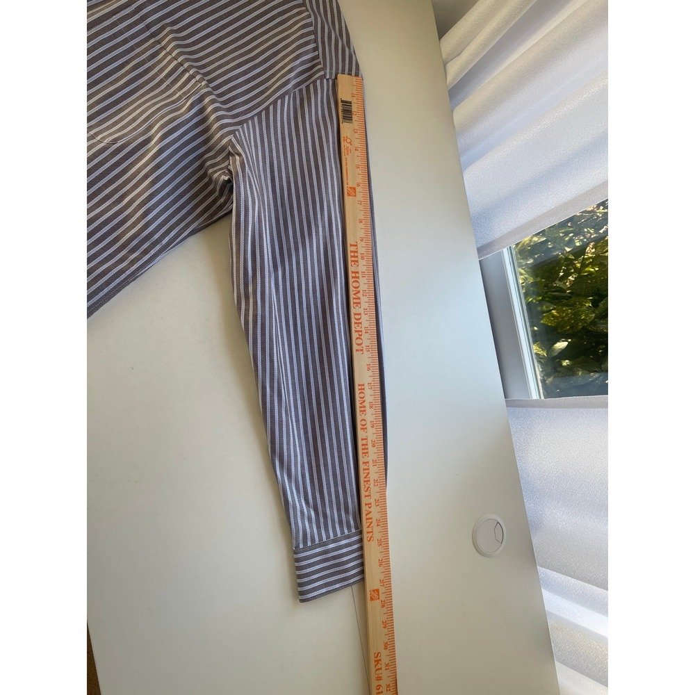 Pronto Uomo Mens XXL Dress Shirt‎ Grey Blue Striped Non-Iron Modern Fit Cotton - Picture 9 of 10